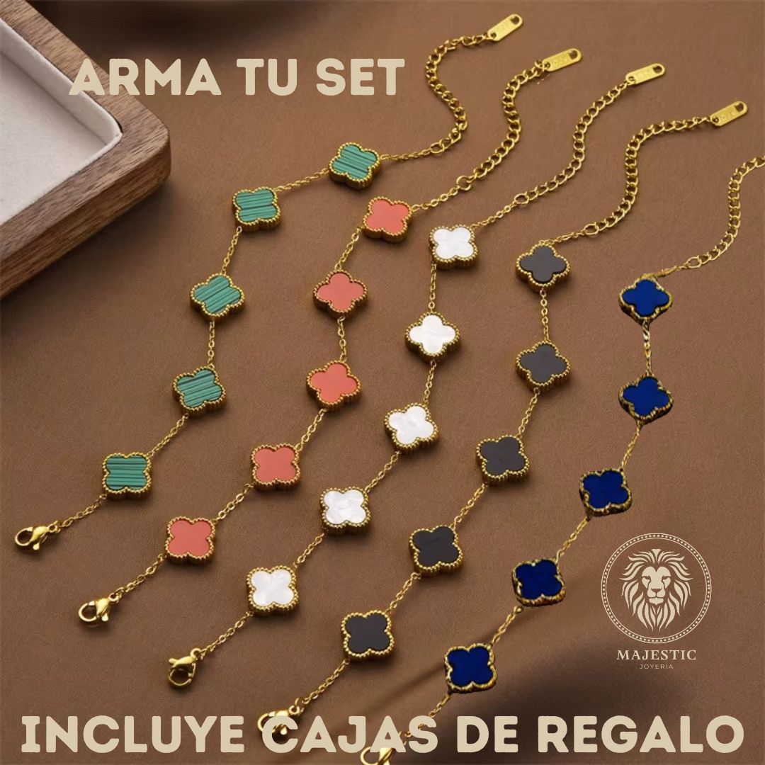 Set Pulseras Golden®Trébol: Arma tu Set +Cajas Regalo